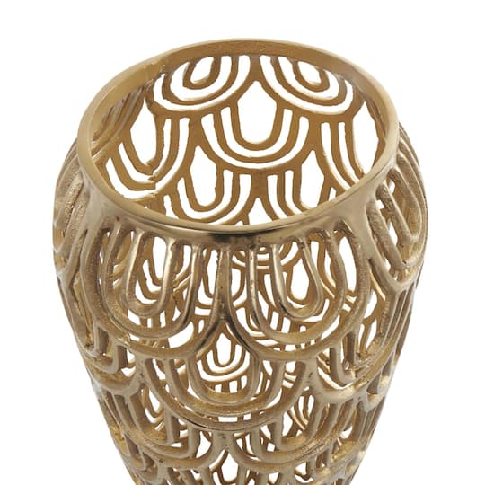 25" Gold Aluminum Metal Arched Vase